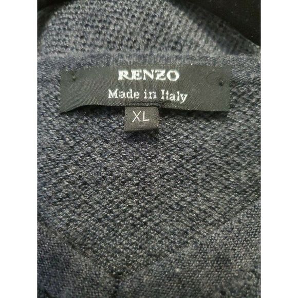 Renzo Italian Men's Sweater Wool Viscose Steel Blue XL - Picture 5 of 6